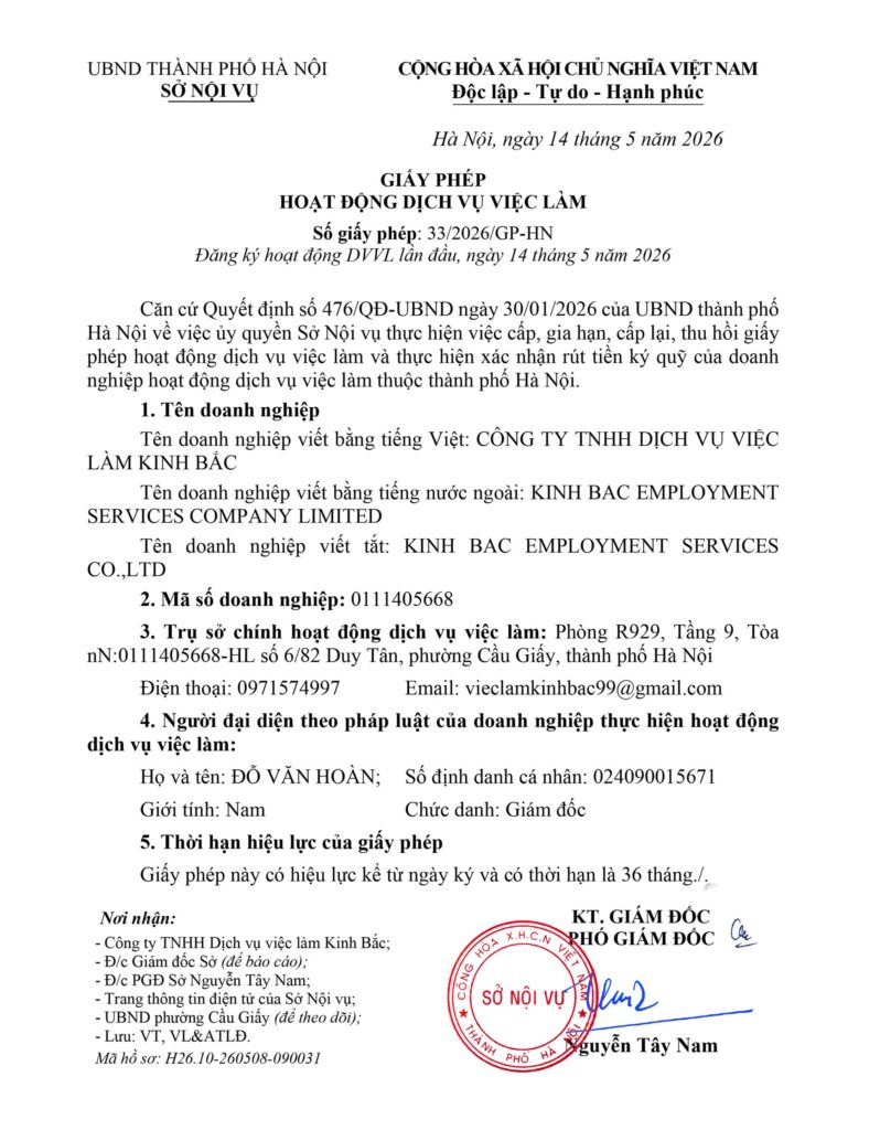 Giấy phép DVVL_Kinh Bắc
