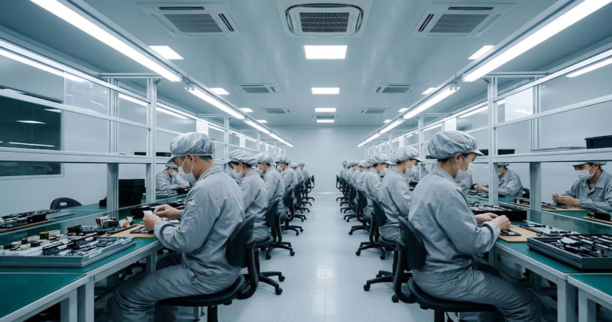 Hình ảnh công nhân làm việc tại khu công nghiệp (ảnh tạo bới AI)
