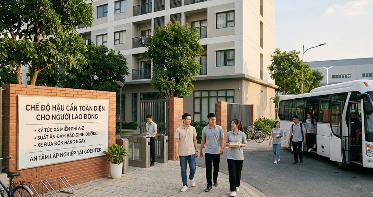 Việc Kinh Bắc hỗ trợ ký túc xá miễn phí dành cho người lao động (ảnh được tạo bới AI)